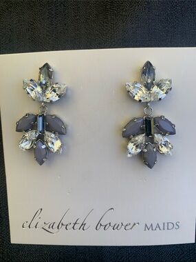 Elizabeth Bower Maids Gray Crystal Statement Drop Earrings